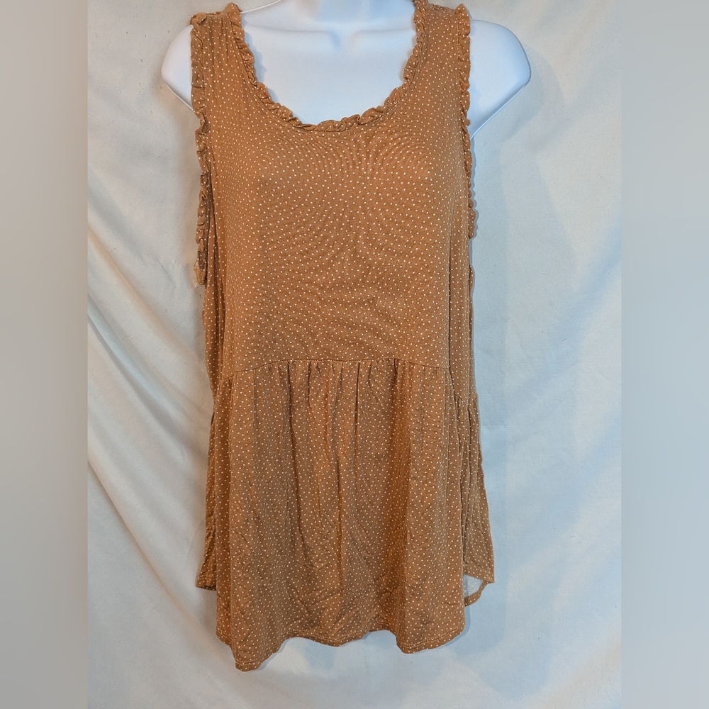 Maurices Tan Polka Dot Sleeveless Blouse